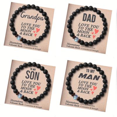 To My Son Bracelet from Mom Bracelet Natural Volcanic Stone Bracelet Lava Stone Bracelet Trendy Jewelry Gift for Dad/Husband/Son