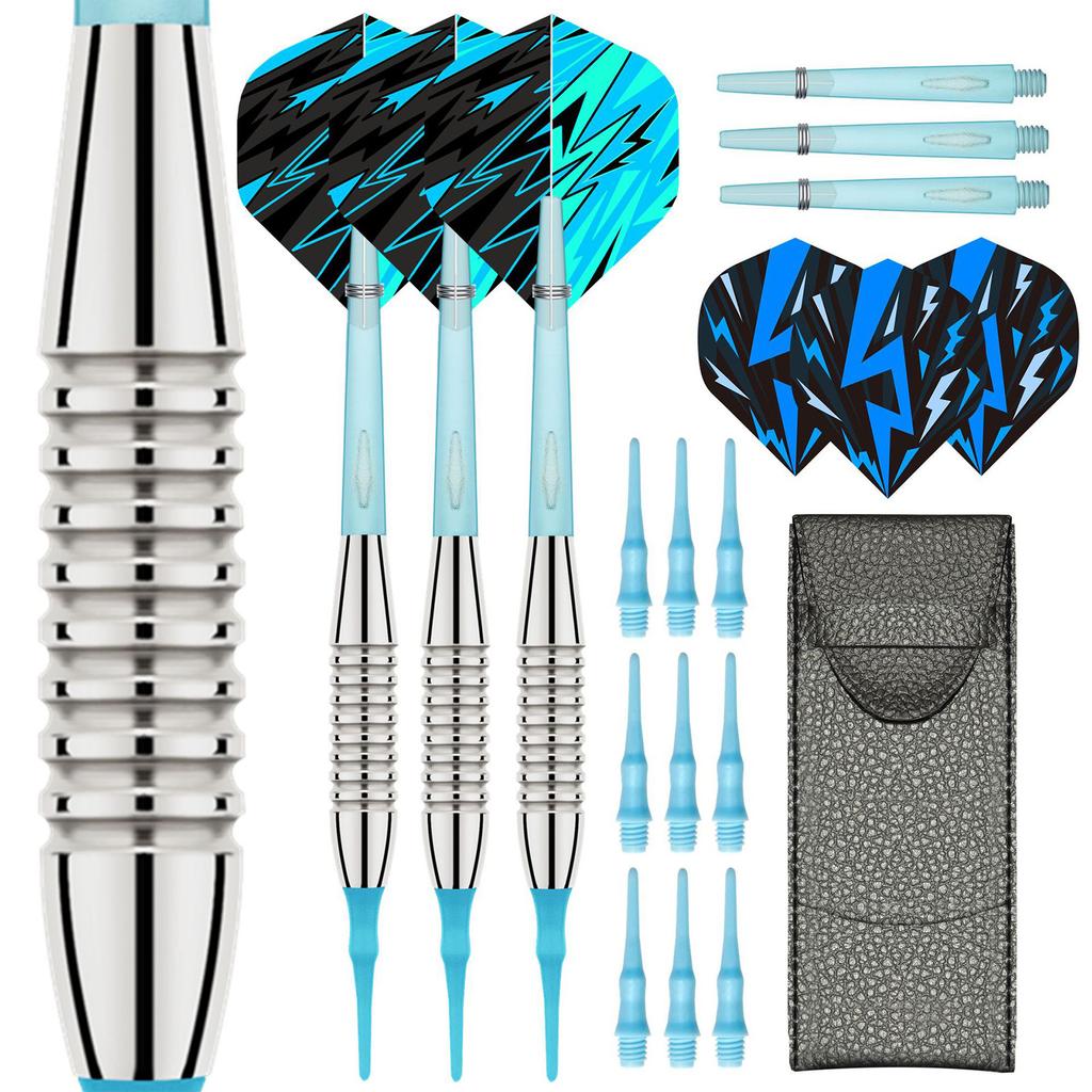 3 Pack Plastic Tip Dart, Not Easy to Break and Bend Professional 18g Soft Tip Dart with Plastic Shafts and Carrying Bag