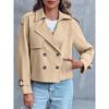 Dames Niche Kraag Ontwerp Trenchcoat Herfst – Dubbelrijig, Oversized Korte Lengte Lange Mouw