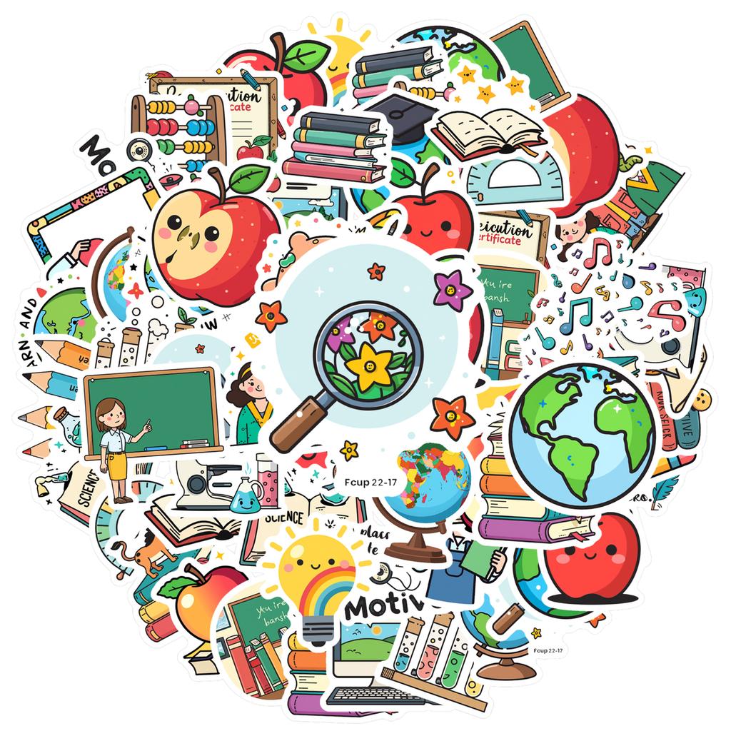 Cartoon Education Decals Cute School Teacher Reward Stickers Funny Stickers For Laptop Fridge Guitar