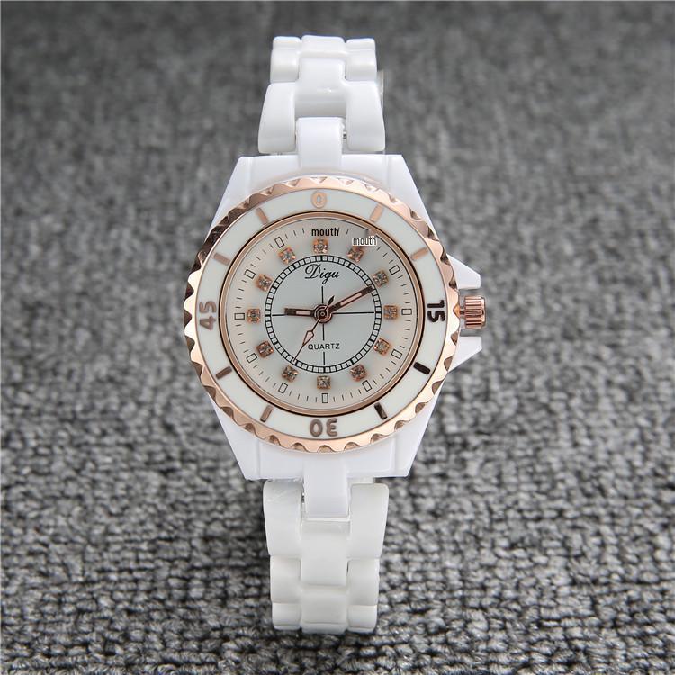 

Женские оригинальные классические керамические кварцевые часы - Водонепроницаемые и светящиеся, Популярный и стильный дизайн для студентов и пар