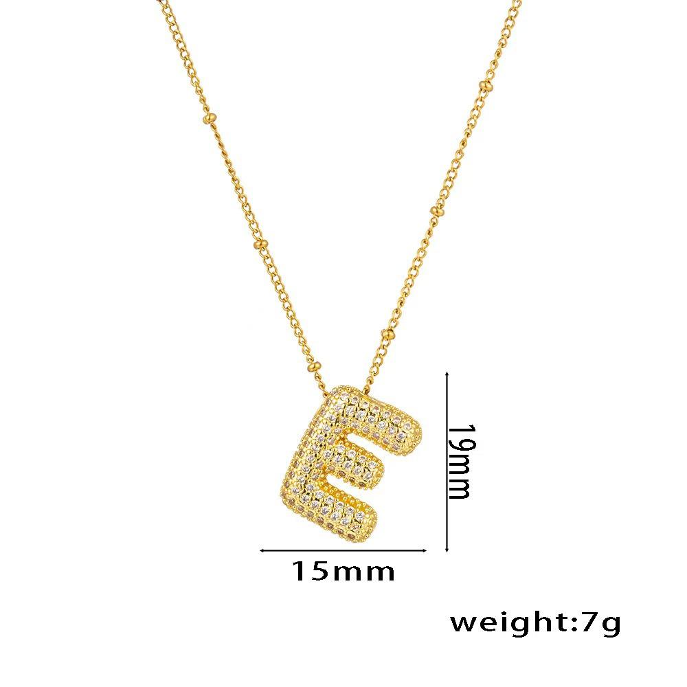 18K Gold-Plated Copper Necklace with Micro-Inlaid Zirconia & 26 Letter Pendant - Classic and Versatile European-American Jewelry