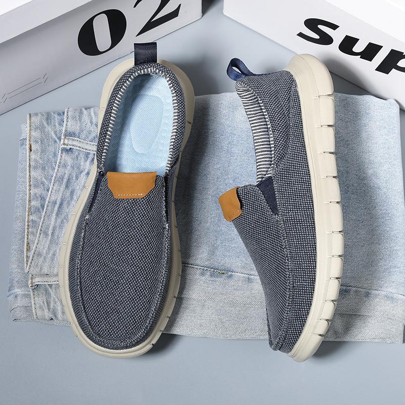 Fashion British Style Men Canvas Outdoor Casual Loafers Fashion Slip on Soft Flats Simple Comfy Handmade Driving Boat Shoe Designer Shoe