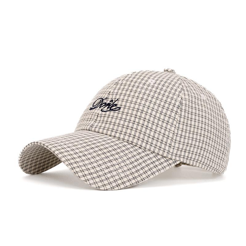 Plaid Cap Women's Spring Summer Letter Embroidered Baseball Cap Sunscreen Hat