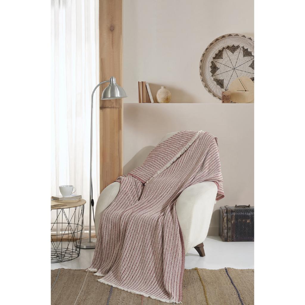 Vera Beżowy Fotel Narzuta na fotel Szal 150 x 200 cm Koc pod telewizor Rzut bawełniany