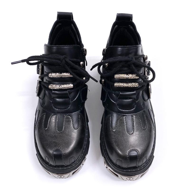 Niche retro rock shoes, dark punk metal, niche low-top thick-soled small leather shoes, the same for men and women