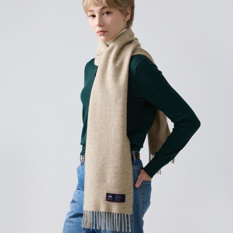 ABRAHAM MOON Merino Wool Muffler 25cm - Beige