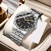 Montre pour homme Acier inoxydable Étanche Mode Non mécanique Lumineuse Calendrier Bracelet en acier Montre à quartz
