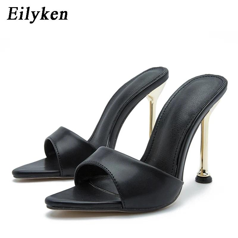 Fashion Eilyken Summer Slippers Design Strange Women Mule Thin Heels Sandals Flip Flops Pointed Toe Slides Party Shoes