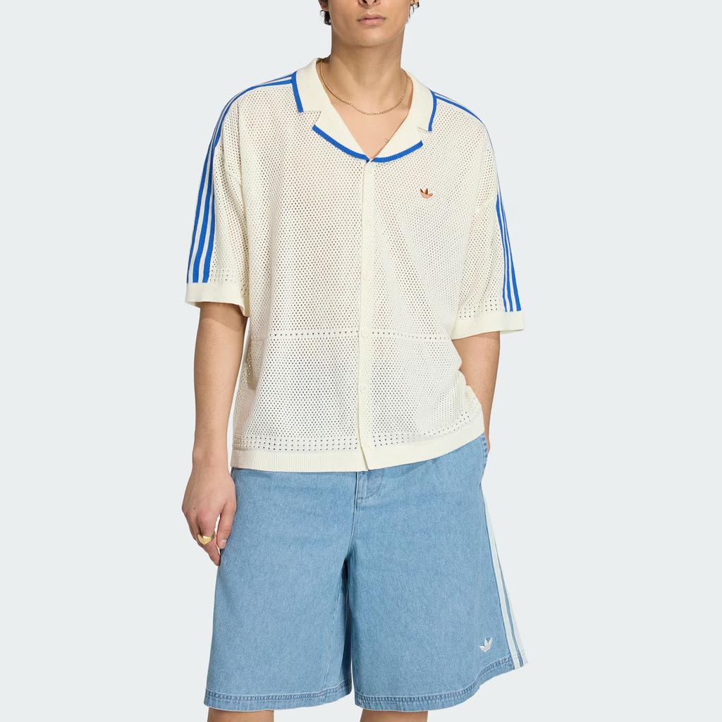 adidas Originals Camicia Sportiva in Cotone a Maniche Corte, Vestibilità Larga, per il Tempo Libero, Uomo KX1223