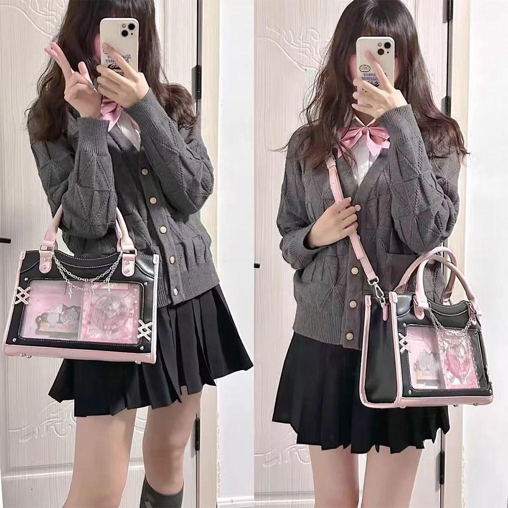 Creative Gift Transparent Cute Ita Bag PU DIY Display Shoulder Crossbody Bag Harajuku Y2K Lolita Handbag Women