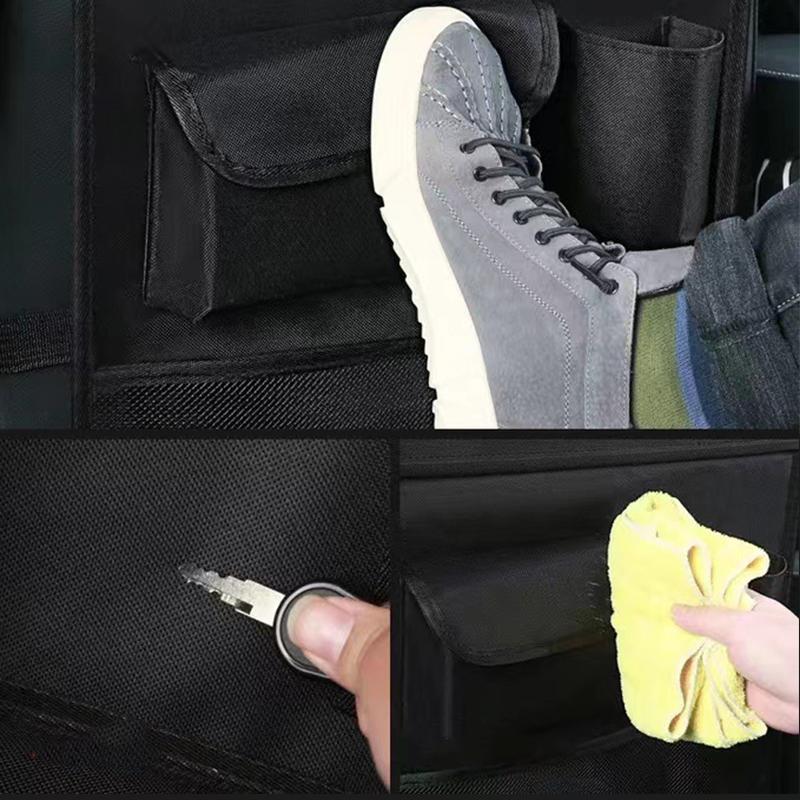 Car Backseat Organizer with Tray Multi-Functional Storage Box for Tablets Water Bottles Essentials Fits Most Vehicles