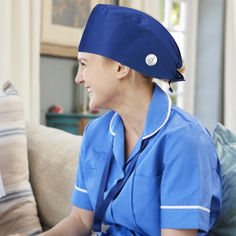Working Hat for Women Man Solid Color Scrub Caps Doctor Hat Nurse Hat Adjustable Surgical Caps Beauty Salon Working Hat