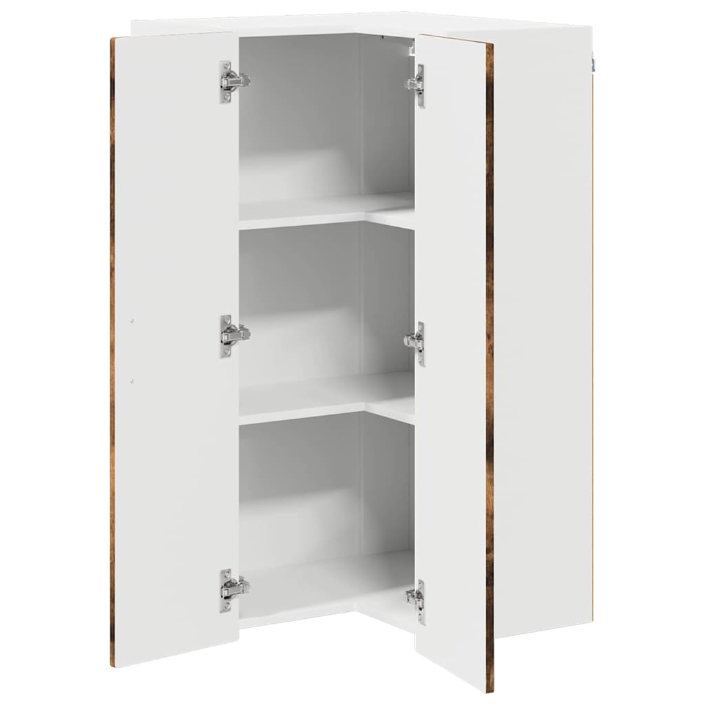 PORTO Wall Mounted Corner Cabinet Smoked Oak 57 X 57 X 100 Cm