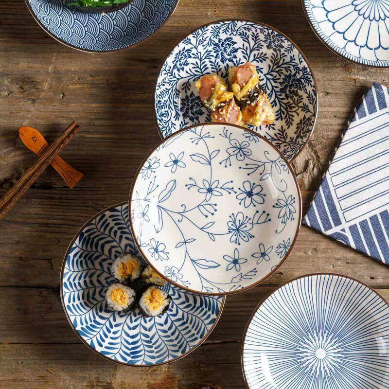 Japanese sushi plate creative plate Internet celebrity small dessert plate barbecue hot pot plate household fruit plate 4pcs