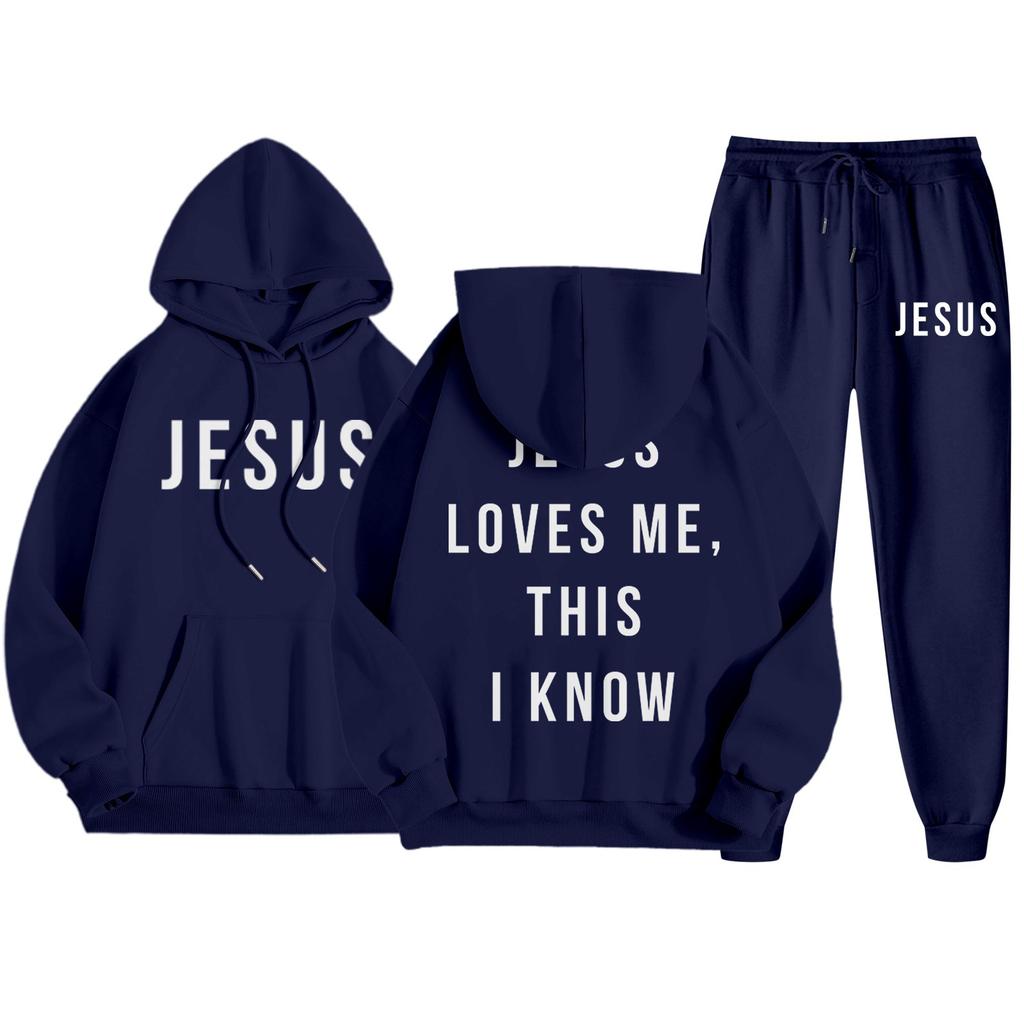 Men's Casual Solid Color Letter-printed Sweatshirt Set, Men's Fleece Hooded Drawstring Sweatshirt And Sweatpants Two-piece Set