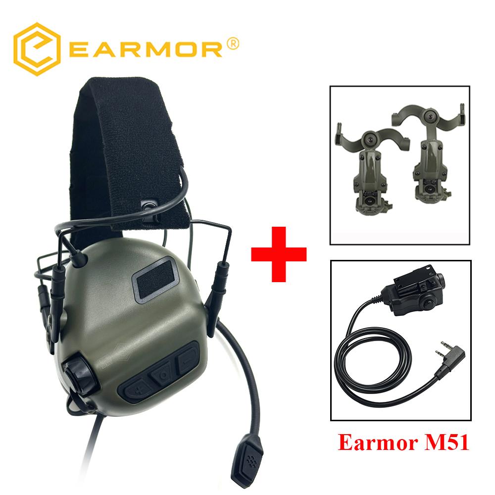 EARMOR Tactical Headset SE M11 Active Shooting Earmuffs Helmet Headset with Helmet Rail Adapter DIY Helmet Mount Headset