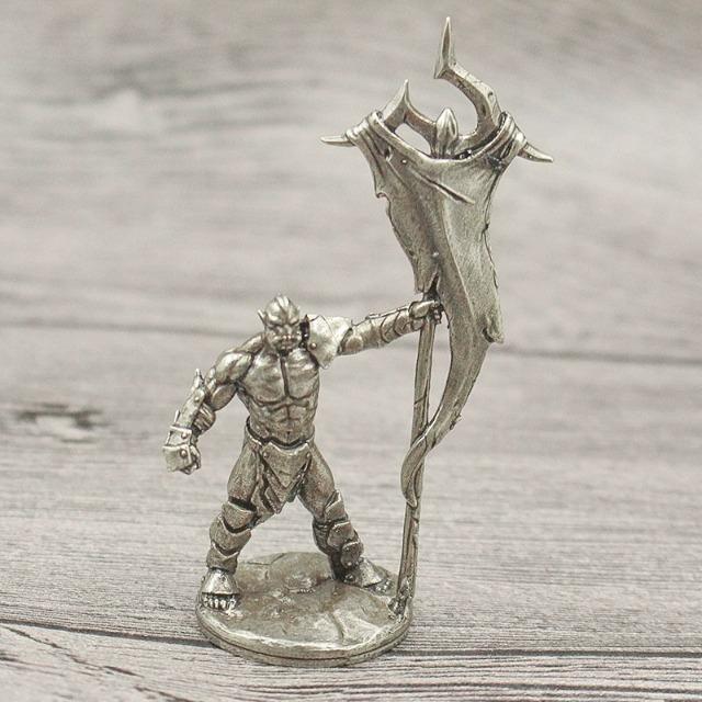 Solid White Copper Tribal Warrior Figurine Retro War Model Desktop Decor Gift for Men
