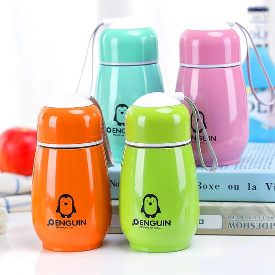 180ml Stainless Insulated Vacuum Steel Penguin Design Leakproof Water Cup Bottle
