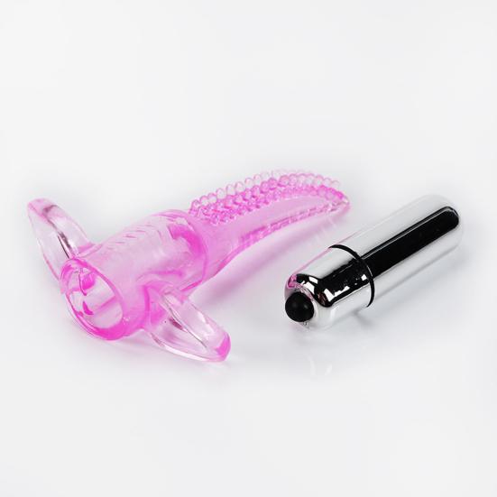Tongue Shaped Finger Vibe Waterproof Finger Stimulator Mini Battery Operated Vibration Massager Tool with Dots