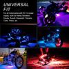 Motorcycle LED Underglow Kit, ICICAR 12 Pcs APP Control RGB Chasing Mode 16 Million Color Dual Remote Music Mode IP68 Waterproof Led Lights,