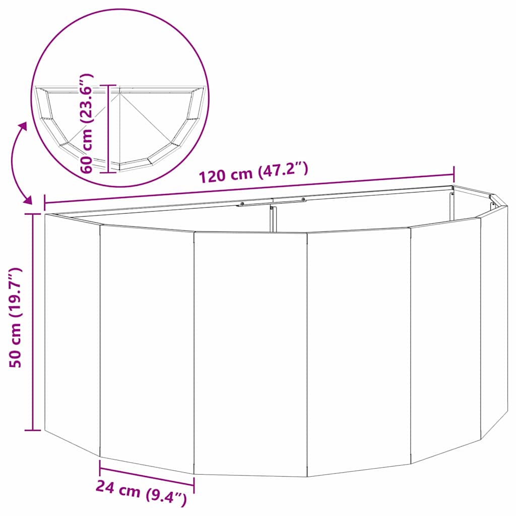 Planter Anthracite 120 x 60 x 50 cm Steel