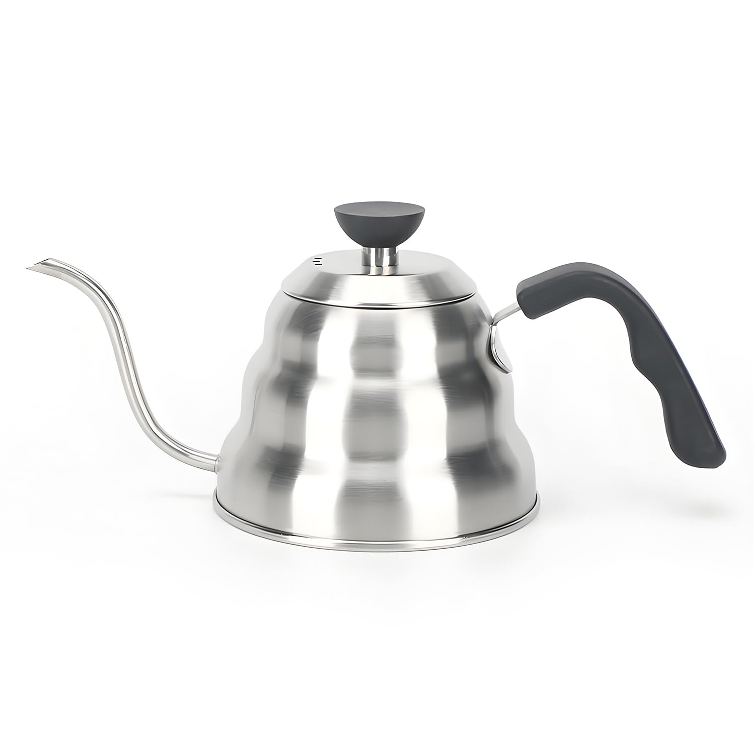 

GSON Coffee Pot, 1L, Stainless Steel Drip Kettle with Narrow Spout and Lid, Compatible with Direct Heat and Induction Cooking, Hairline Silver