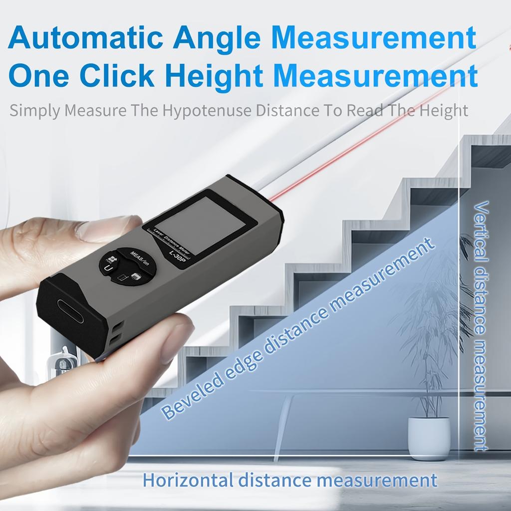 1pc 98ft/164ft Mini Portable Laser Measure With Alloy Housing Design, Backlit Display & Pythagorean,  Can Measure Multiple Modes