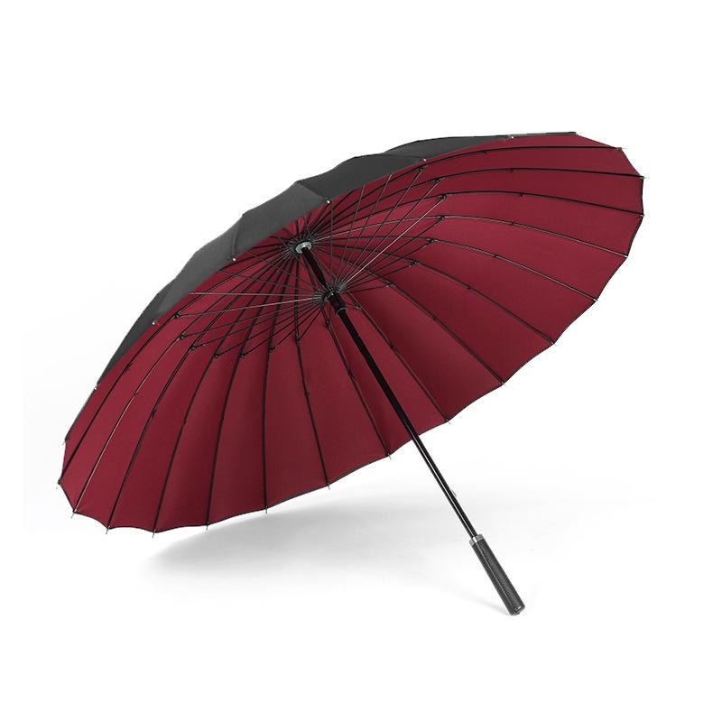 Manual Long-handled Double-layer 24-bone Reinforced Umbrella, Double One-click Open Handle, Men's Umbrella Can Be Added.