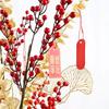 Chinese New Year Flower Ornament New Year'S Blessing Bucket Holly Fortune Red Fruit Simulation Flower High-End Living Room Display