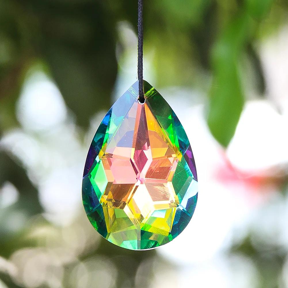 

50 мм переливающийся кристалл ловец солнца подвесной стеклянный граненый призматический канделябр сменный подвесной светильник Aurora Teardrop с радужным преломлением