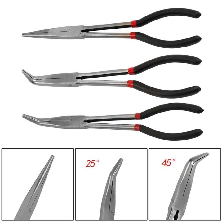 45 25 Degree Straight Bend Long Nose Pliers Carbon Steel Non-slip Nose Pliers