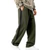 Pantaloni de trening largi pentru bărbați, căptușiți cu fleece, tricotaj greu, dungă contrastantă laterală, șnur, croială largă, casual, sport