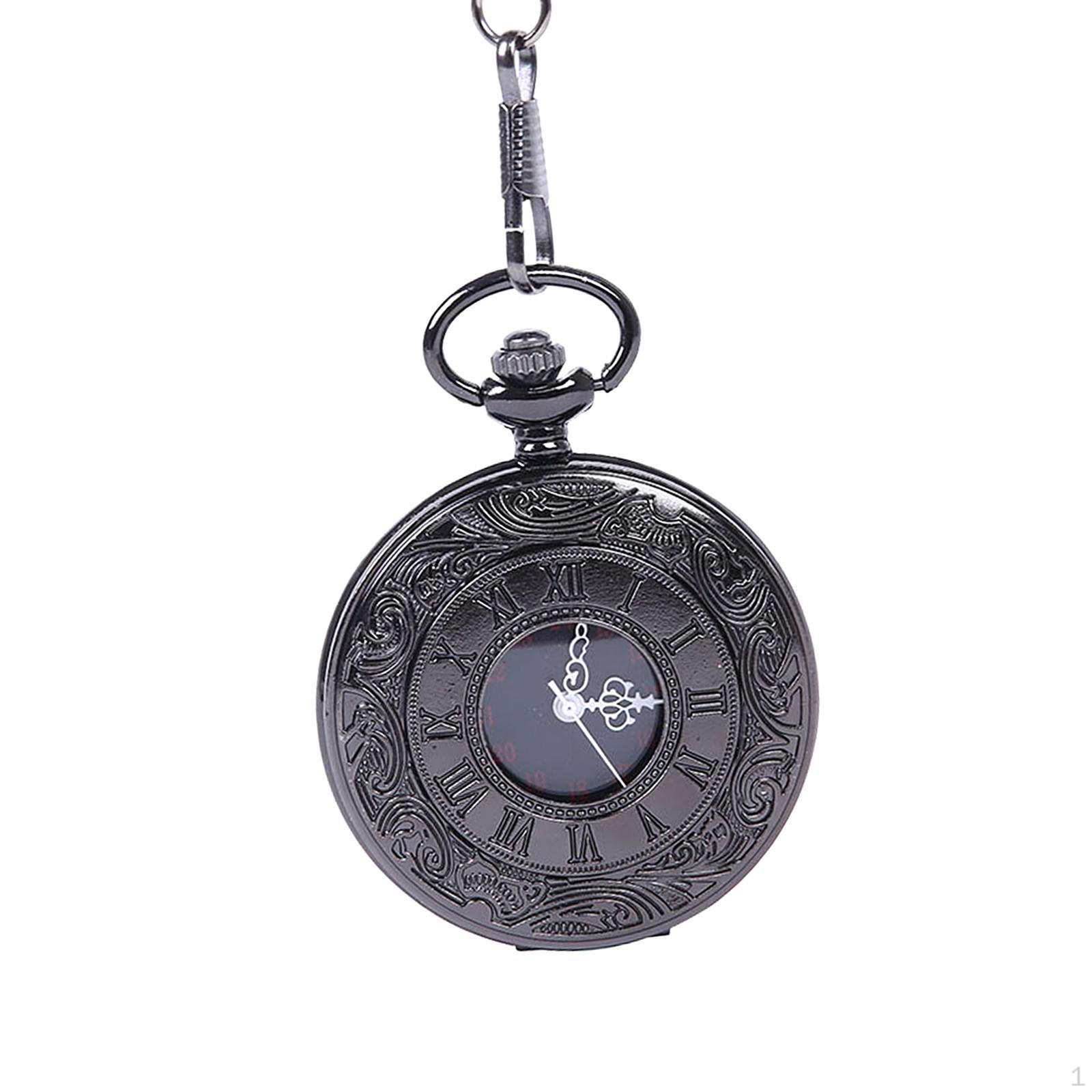 

Pocket Watch with Roman Numers and Chain Perfect Gift for Father s Day, Weddings, Holidays Thick Chain