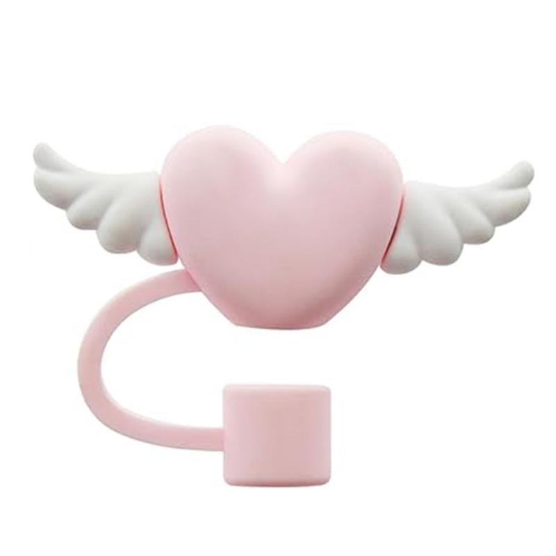 5Pcs Silicones Straw Cover Caps Bear Heart DustProof Drinkings Straw Caps Reusables Straw Tip Lid for Tumbler Cups