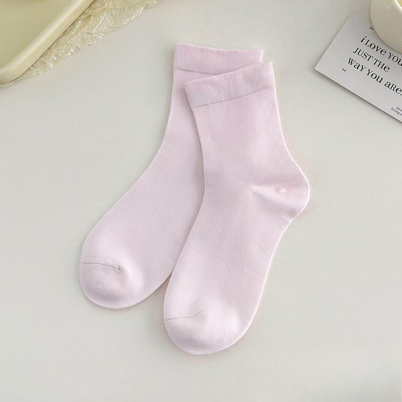 Women's Summer Solid Color Sweat Absorbing Deodorizing Boneless Moon Tube Cotton Socks