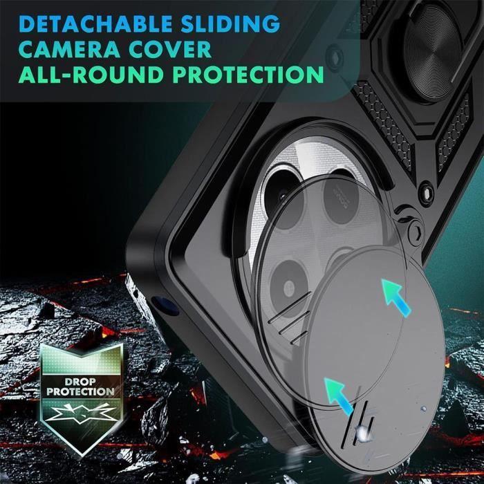 Coque Silicone Pour Xiaomi Redmi 14C - Antichoc - Support anneau rotatif - Protection caméra coulissante