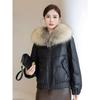 Winter Short Warm Windproof Leather Jacket with Fur Collar