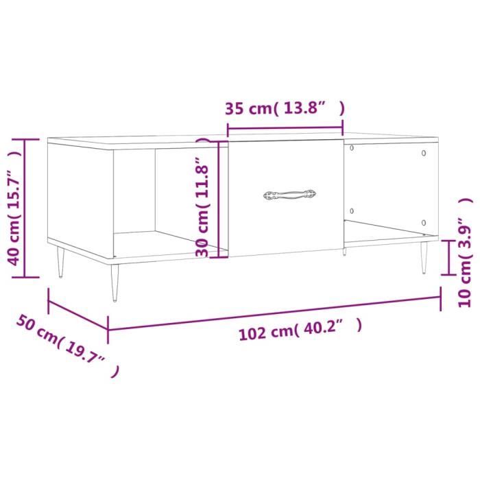 VidaXL Table basse blanc 102x50x40 cm bois d'ingénierie 829276