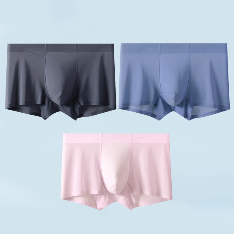 3-Pack Men's Ultra-Thin Seamless Ice Silk Boxers - Transparent Mulberry Silk Briefs