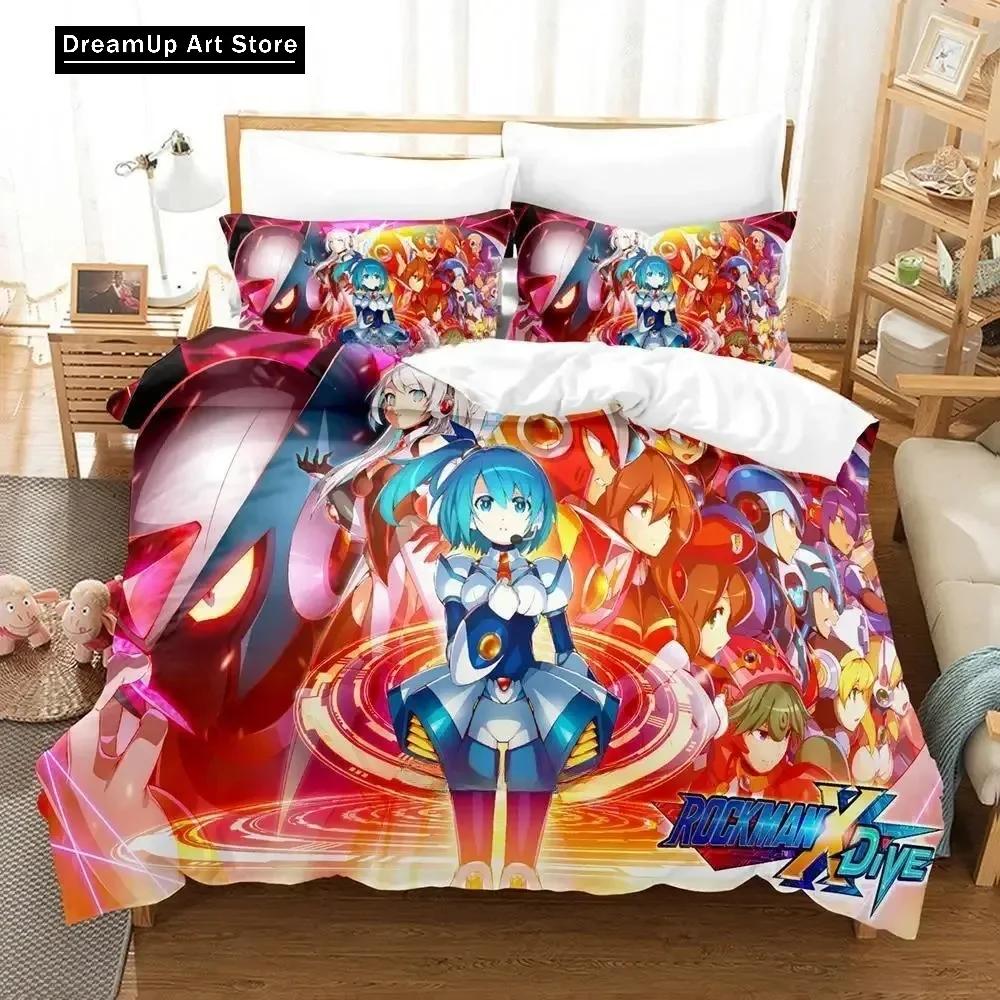 3D Print Fashion Anime Mega Man X DiVE Bedding Set Boys Girls Twin Queen Full Size Duvet Cover Pillowcase Bed Adult Bedroom