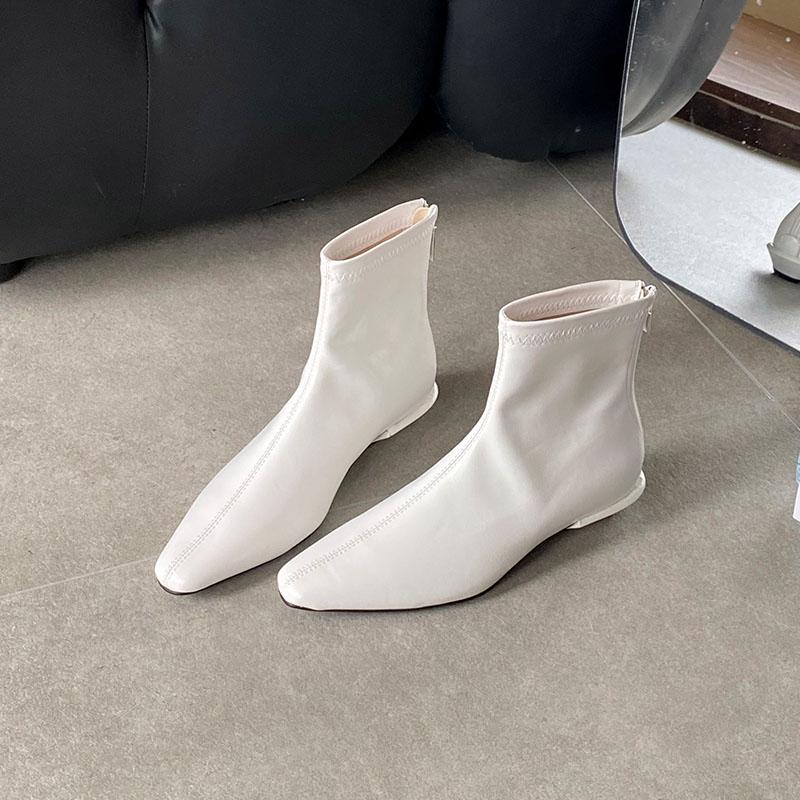 

Мода Мода Стрейч Женские Ботильоны Современные Ботинки На Низком Каблуке Обувь Острый Носок Женские Короткие Ботинки Туфли 40 белый