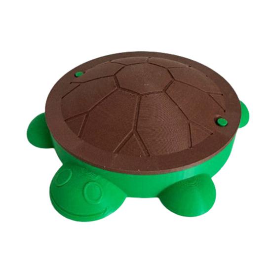 Mini Turtle Sandbox with Lid Summer Indoor Outdoor Round Tortoise Sand Storage Box 3D Printed Green Turtle Ornament Sand Container Beach Toy