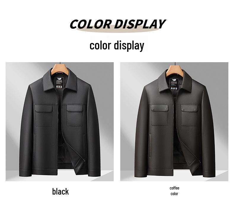 Men's Plus Size Motorcycle Leather Down Jacket - Fat Brother 2025 Extra Large Lapel Style