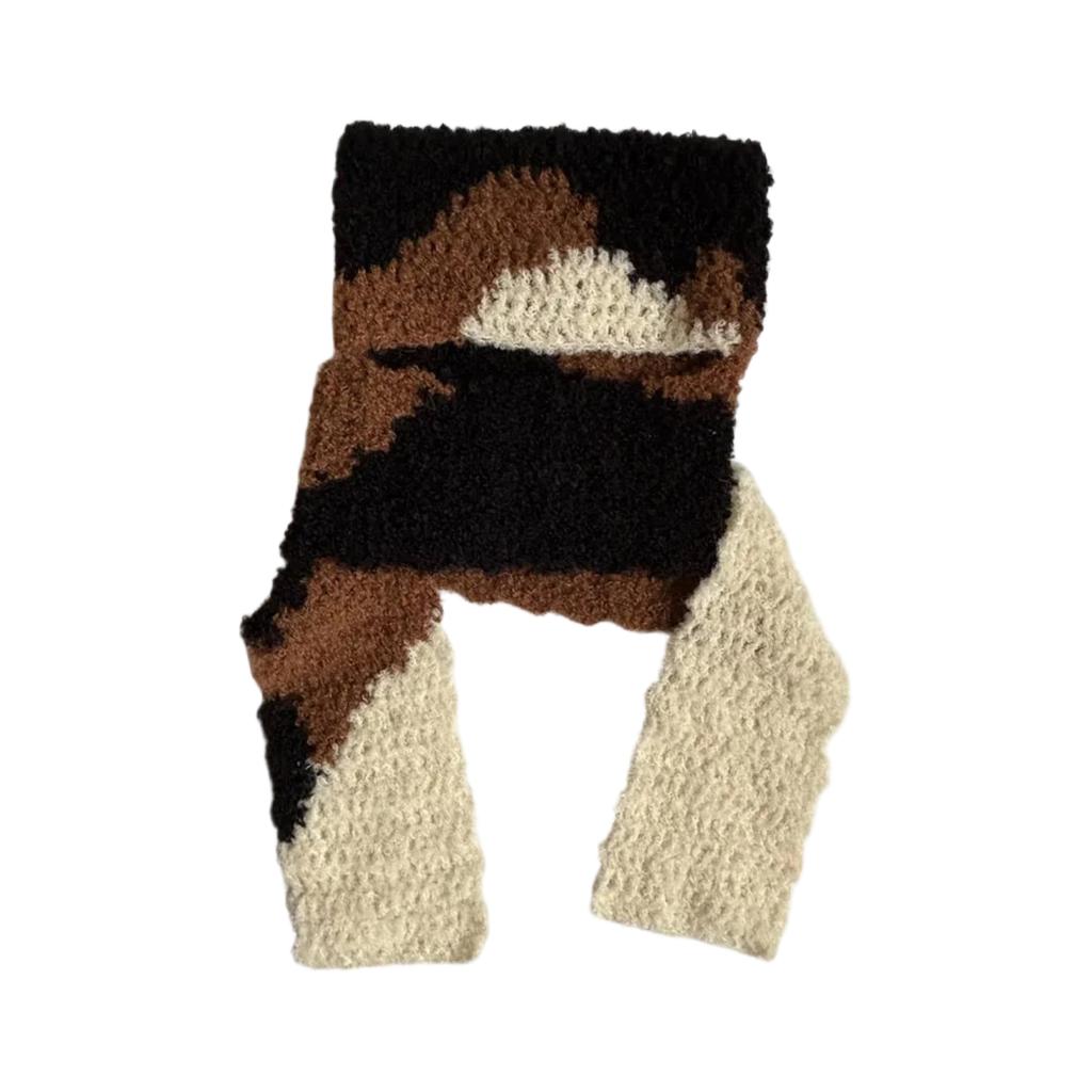 Three-color Crochet Scarf And Warm Knitted Hat