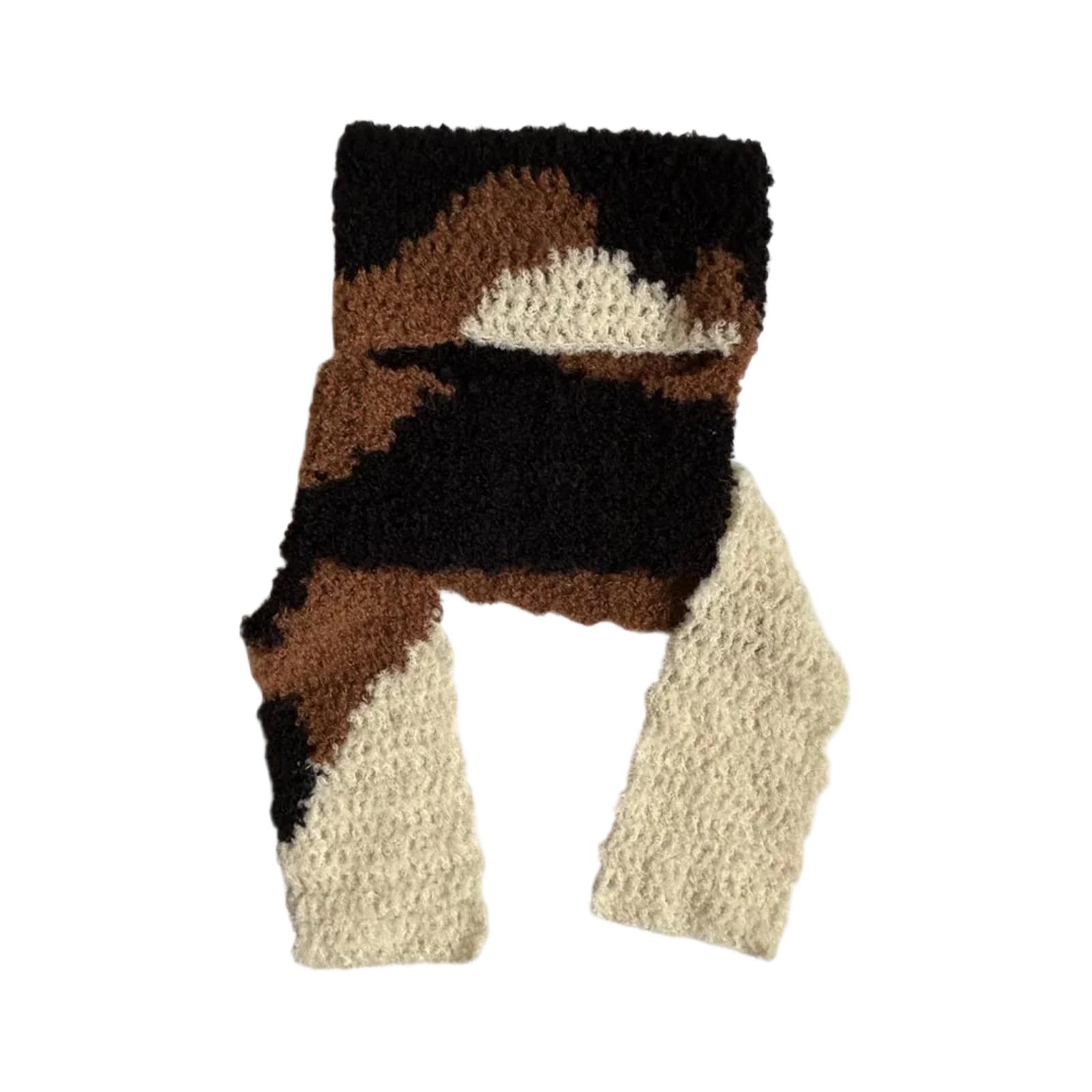 Chunky Knit Scarf Soft Textured Acrylic Material Geometric Pattern Cozy Winter Accessory for Everyday Use One Size