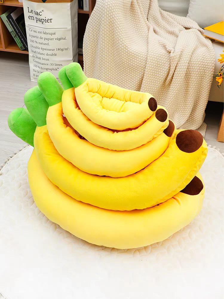 Pet Banana Bed: Year-Round Cool & Warm Mat for Cats and Dogs