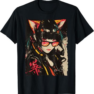 Japanese Streetwear Cyberpunk Y2K Techwear Neko Manga Anime T-Shirt