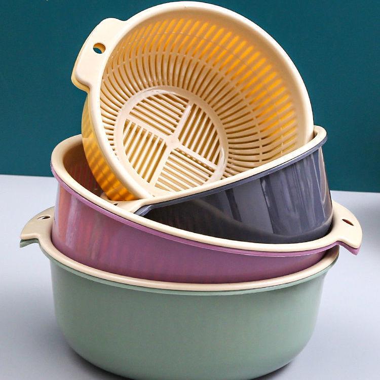Hui Si Dual-Layer Kitchen Colander and Storage Basket for Fruits and Vegetables