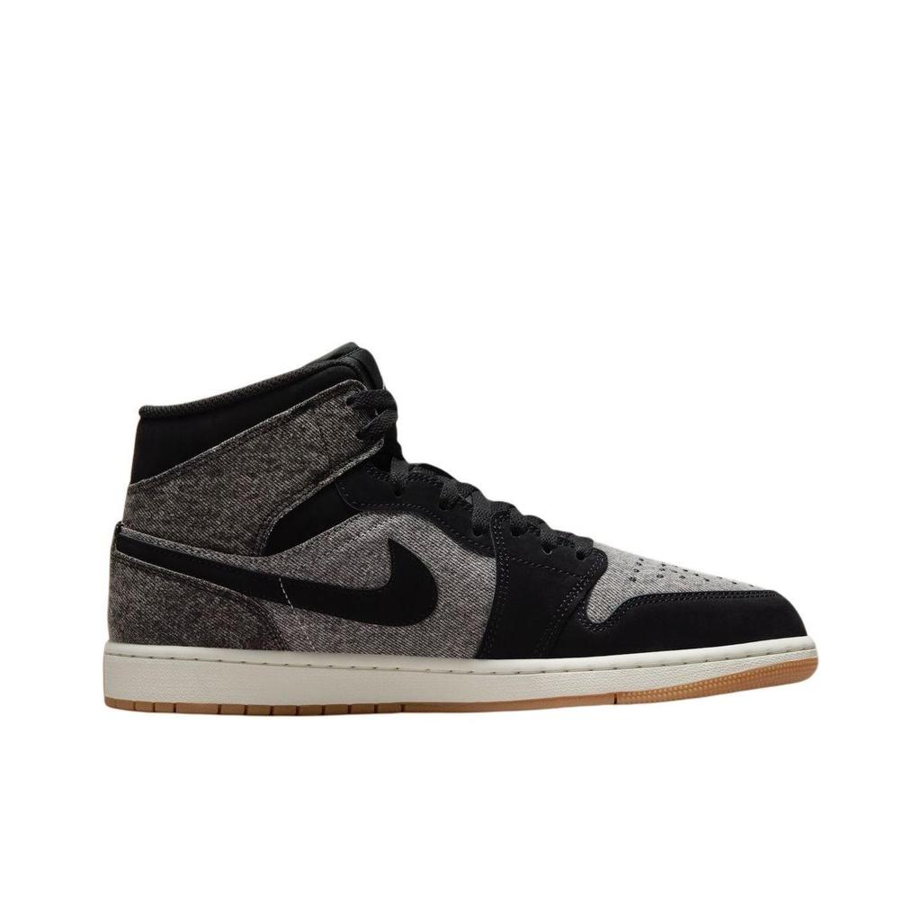נעלי סניקרס יוניסקס Air Jordan 1 Mid Black Denim אפור-עשן בהיר, מפרש, גומי HJ4363-001